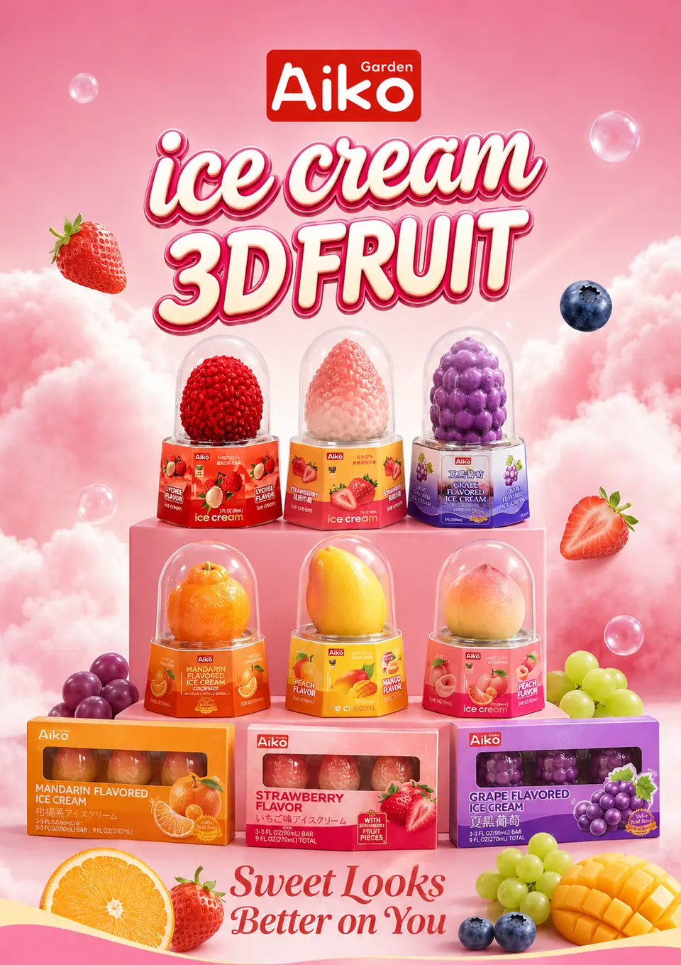 Niceme strawberry milk beef steak ice cream bar, Asian frozen dessert wholesale hero