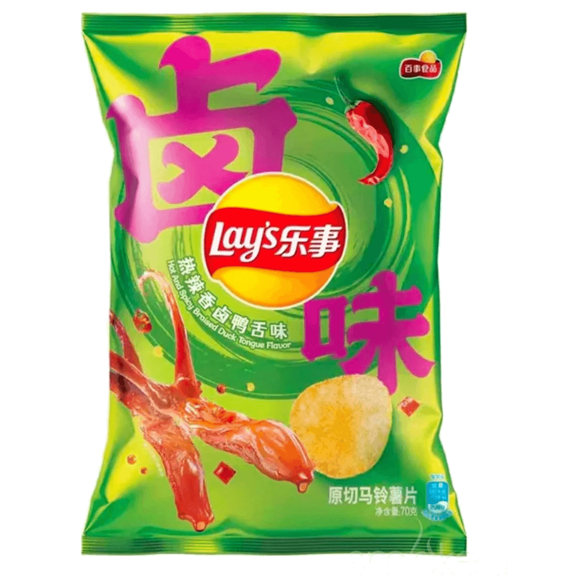 Lay's Potato Chips (Hot & Spicy Braised Artificial Duck Tongue)